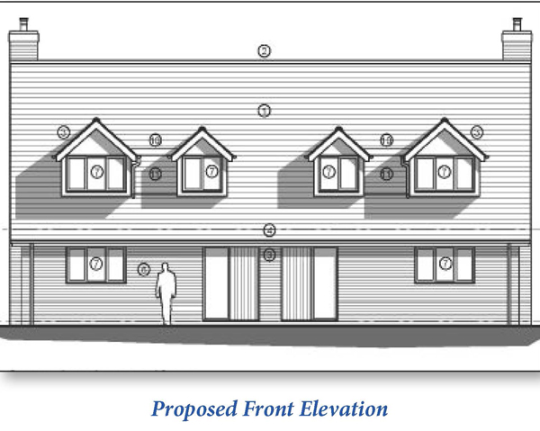 Lot: 141 - FREEHOLD SITE WITH PLANNING FOR A PAIR OF HOUSES - Front Elevation